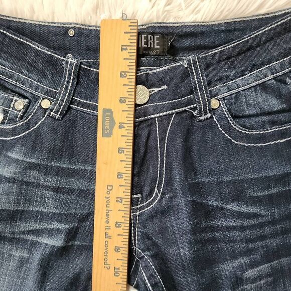 Premiere Rue 21 Denim Jeans Dark Stone Wash Sequin Rhinestones - Picture 6 of 13